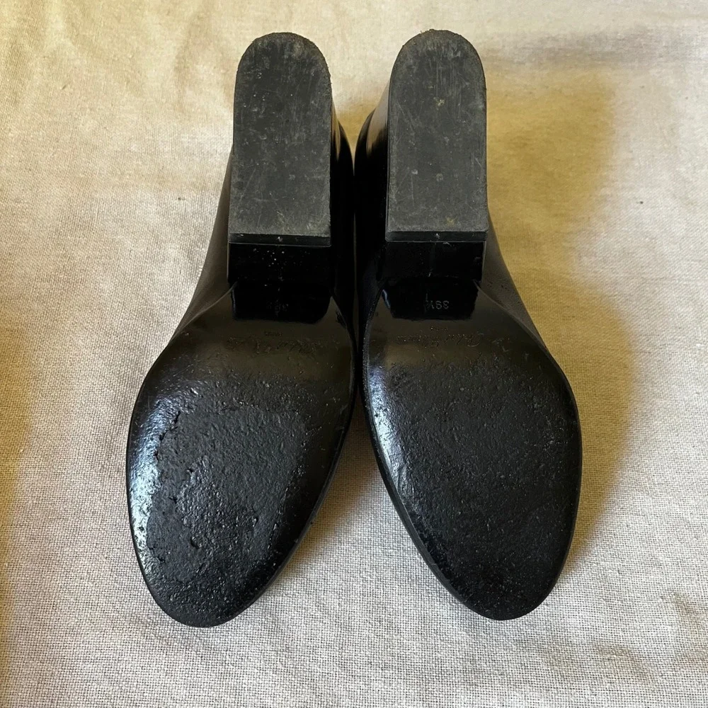 Robert Clergerie Paris Black Leather‎ Wedge Pumps Size 39.5 US 9